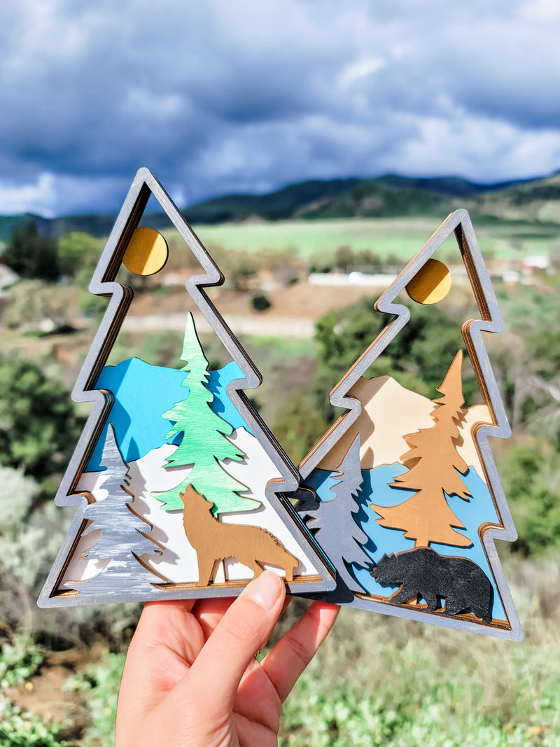 Set of 4 Layered Trees