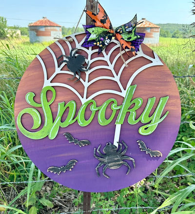 "Spooky" with Spider Web and Spider 18 Inch Round