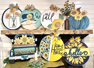 "Home Sweet Home" with Sunflowers 18 Inch Round