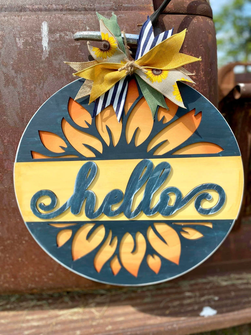 Hello in Sunflower 18 Inch Round