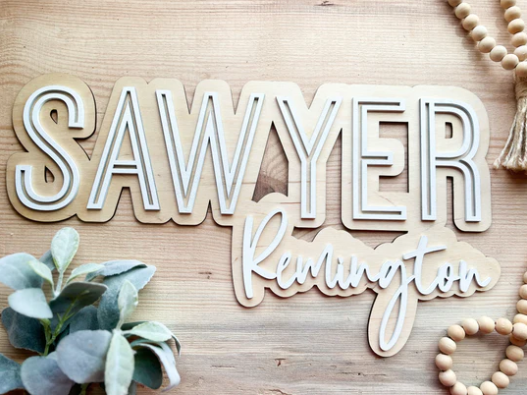 Medium Stacked Name Sign