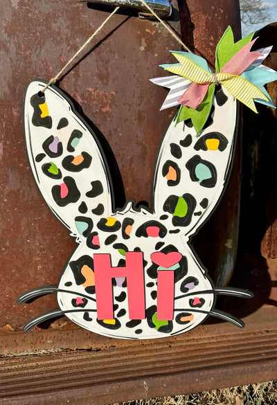 Hi Bunny Leopard Print 22 inch Sign
