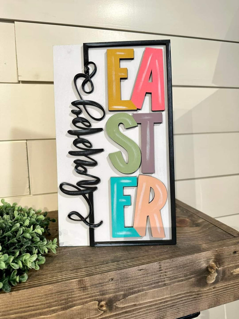 Happy Easter 11.5 Inch Rectangular Framed Sign