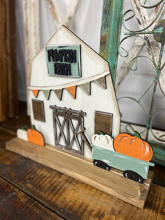 White Barn with Truck + Pumpkin