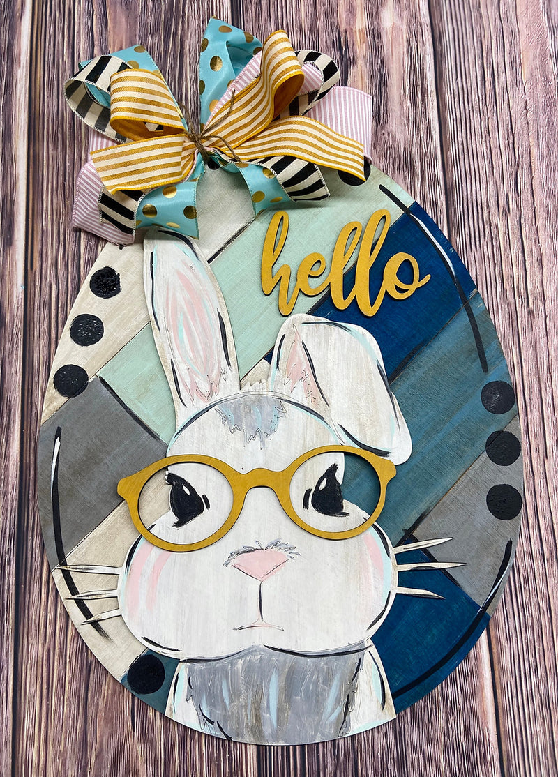 Hello Bunny with Glasses 22 Inch Round Sign Pre-Order