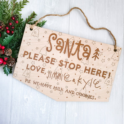 Santa Stop Here Personalized Sign
