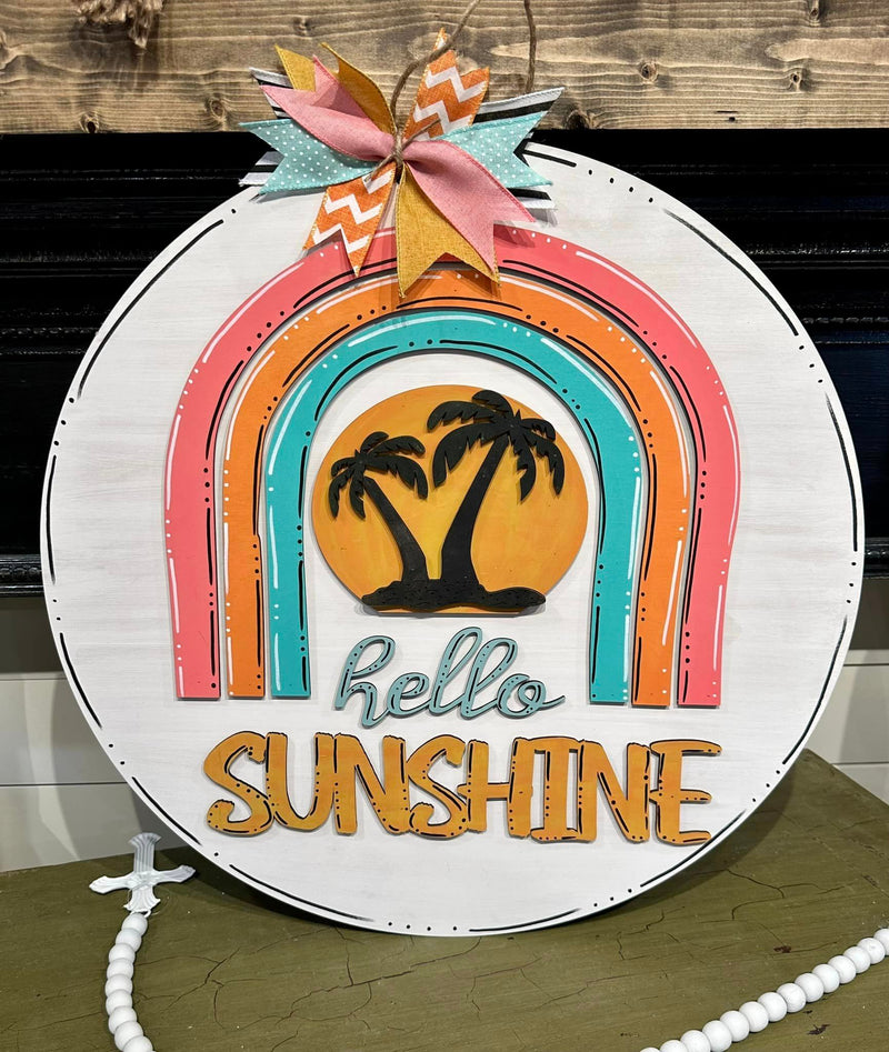 Hello Sunshine with Palm Trees 18 Inch Round